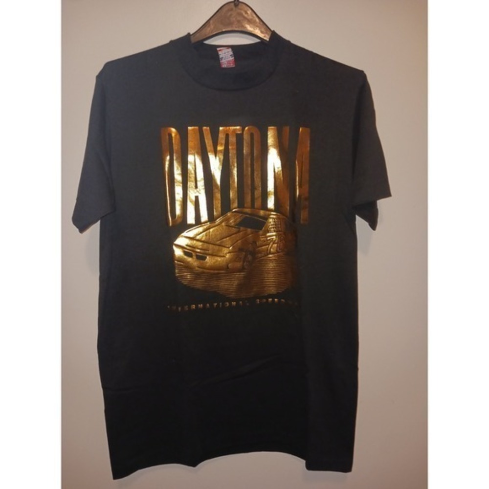 Vintage Nascar Tshirt size large‎ black With Copper Metallic Logo